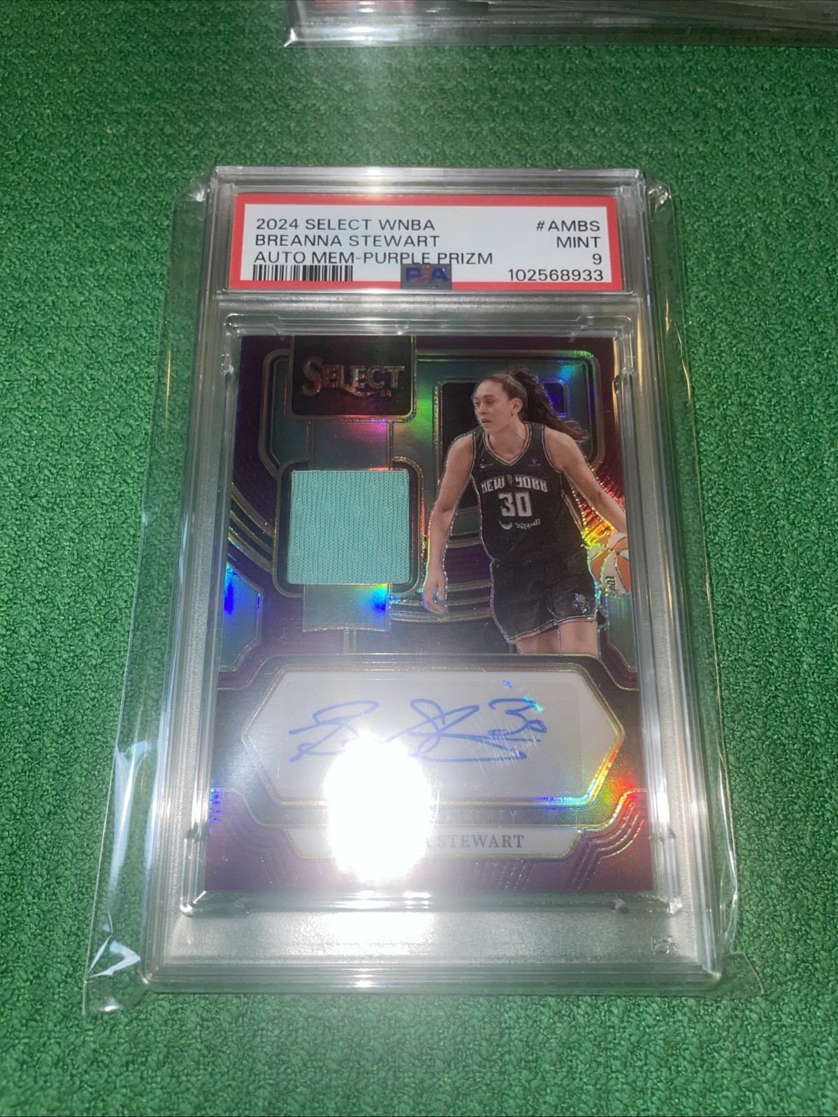 2024 Breanna Stewart Auto Memorabilia Purple Prizm #AMBS PSA 9 /99 Liberty view 2