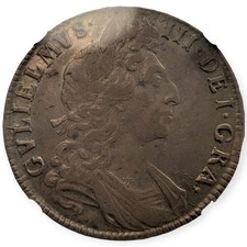1698 NGC AU 50 William III Half 1/2 Crown England Silver Coin Decimo 1st Bust