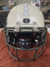 White Xenith X2E Football Helmet With Dark Green Mask Size Medium Youth