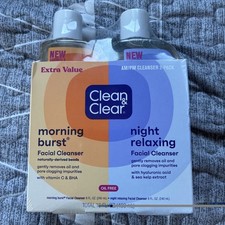 Clean Clear Morning Burst/Night Relaxing Cleansing Face Wash 2 Pack