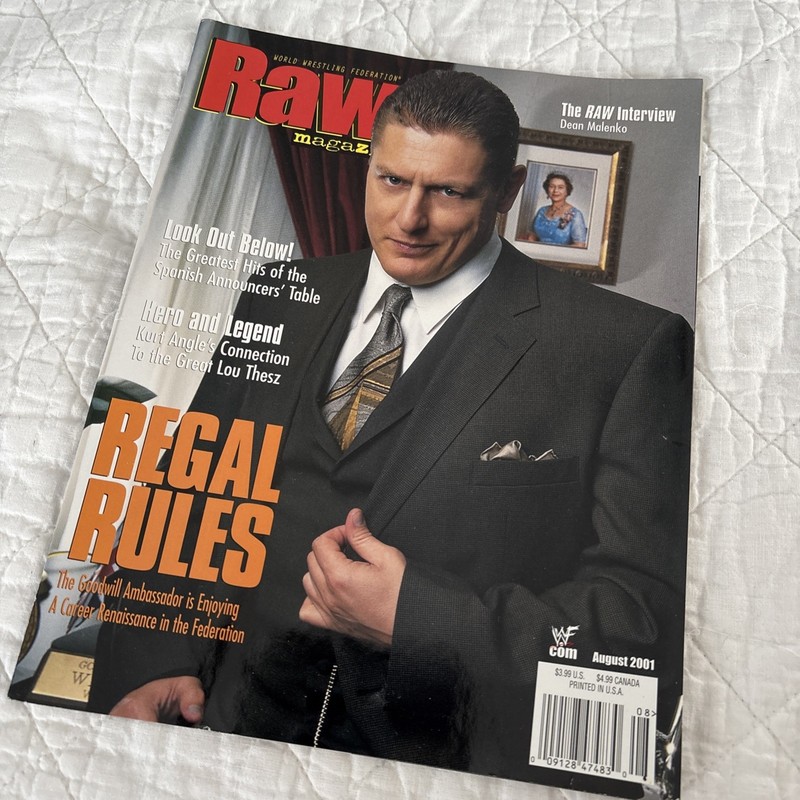 Wwf Raw Magazine August 2001 William Regal Cover w Poster WWE