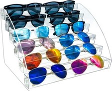 12 Piece Plastic Sunglasses Organizer Clear Eyeglasses Display 6t, Multicolor