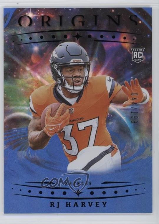 2025 Panini Origins Rookies Blue 44/99 RJ Harvey #141 1m63