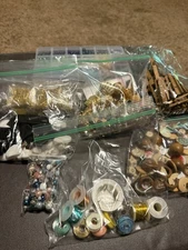 Craft Mix Lot Wire Fasteners Beads Buttons Pendants Charms