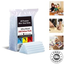 Pack of 200 Mini Hot Glue Sticks - 4in x 0.27in for All Crafting Adventures 0.15 per gallon