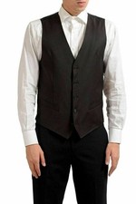 Dolce & Gabbana Men's 100% Wool Button Up Dark Brown Dress Vest US S IT 48
