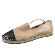 Sam Edelman Krissy Womens 9 Nude Black Leather Cap Toe Espadrille Flats