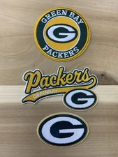 Set Of 3 Green Bay Packers Embroidered Iron On Patches 2.5”-3”