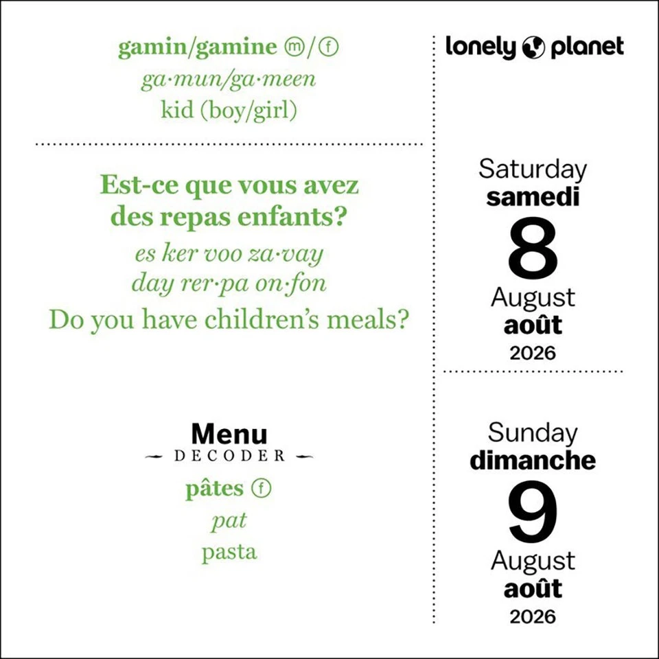 2026 Calendar Lonely Planet: French Daily Phrasebook Day-to-Day Boxed, Andrews M - image 4 of 4
