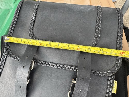 Willie & Max Leather Motorcycle Sissy Bar Bag W/ Braid Trim Buckles Top Quality - Afbeelding 6 van 12