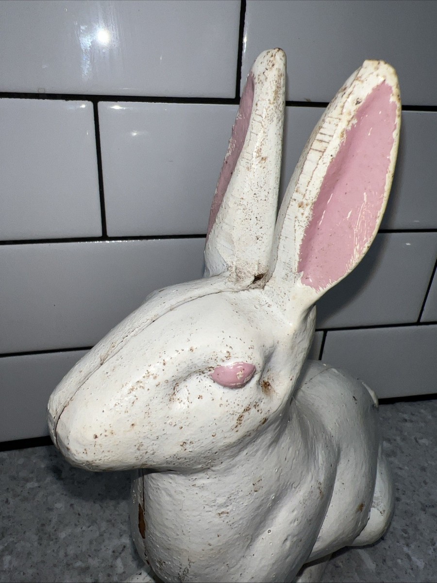 💥Life-Size Cast Iron Rabbit Bunny Vintage Doorstop Garden 10