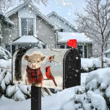 Winter Highland Calf Magnetic Mailbox Cover Garden Yard Home Decor for 18" x 21"