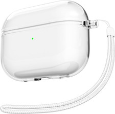 For Airpods Pro 2 Case Clear with Strap, Cute Transparent Hard Shell Plastic Cas