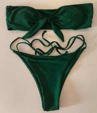 SHEIN Green bikini top and bottoms - holiday beach swimwear Large Used