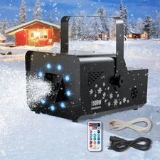 VEVOR 1500W Snow Machine with LED Light Handheld Hanging Remote & DMX512 Control