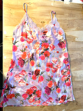 Victoria's Secret Floral Satin Lace Nightgown Slip Dress Size M Y2K