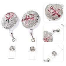 2 Pcs Id Badge Holder Clip Fix Buckle Nursing Holders Portable Clamp