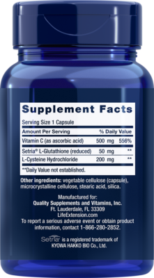 l-cysteine and glutathione supplement L-Glutathione, Cysteine and Vitamin C 5X100Caps Amino Acid Immune Life Extension l-cysteine and glutathione supplement L-Glutathione, Cysteine and Vitamin C 5X100Caps Amino Acid Immune Life Extension