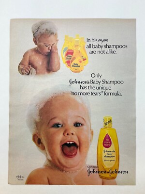 1986 Vintage Johnson Johnson Baby Shampoo No More Tears Babies Print Ad 