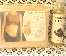 Castor Oil Pack And Oil Combo Set With Waist Pad And 100 Pure Castor Oil.