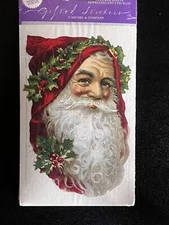 2 New Pack John Grossman SANTA FACE Large Christmas Antique Gifted Line Stickers