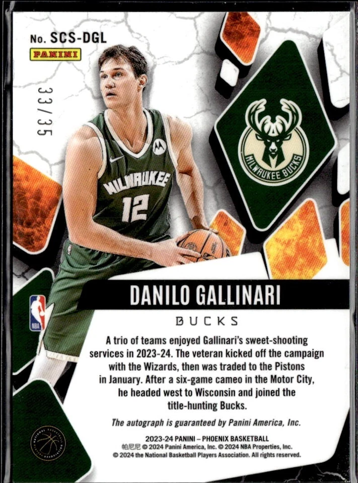 DANILO GALLINARI 2023 ФЕНИКС ** ЖЕЛТЫЙ ** ВЫЖЖЕННЫЙ АВТО /35!! 🔥🔥 БАКСЫ - Изображение 2 из 2