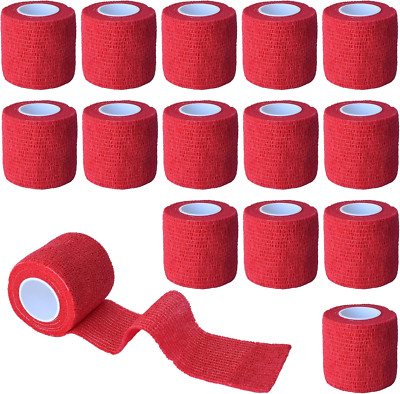 15 Pack Cohesive Wrap 2 Inch X 5 Yards Self Adherent Vet Tape for Pets, Elastic