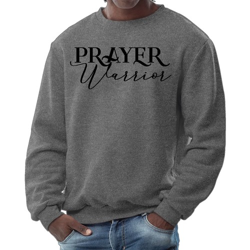 Mens Graphic Sweatshirt - Prayer Warrior Script Style Illustration - Picture 58 of 70