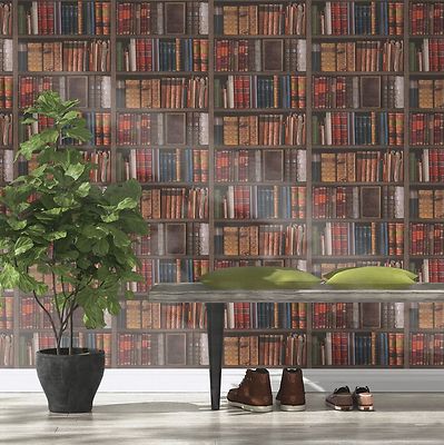 Wallpaper Rasch  Luxury Library Bookcase  Vintage Bookshelf  Multi  934809