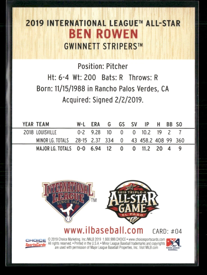 Ben Rowen 2019 International League All Stars Set - Image 2 of 2