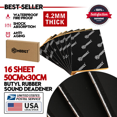 MODIGT SOUND DEADENING MAT Black PROOFING VAN CAR BUTYL METAL FOIL AUDIO PANEL