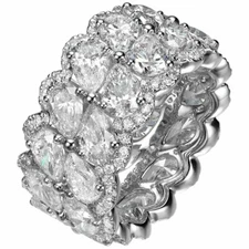 9ct Simulated Diamond Gatsby Cocktail Iced Full Eternity Band White Gold Plated