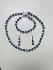 handmade beaded necklace bracelet and earrings set