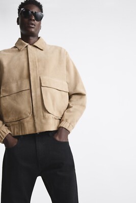 ZARA ORIGINS 100% Goat Suede Leather Bomber Jacket - 5129/500