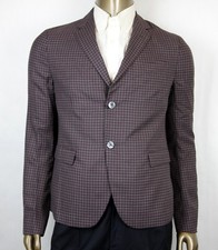 1650 Gucci Mens Grey/Burgundy Vichy Wool Gauze Jacket 2 Buttons 406675 6086