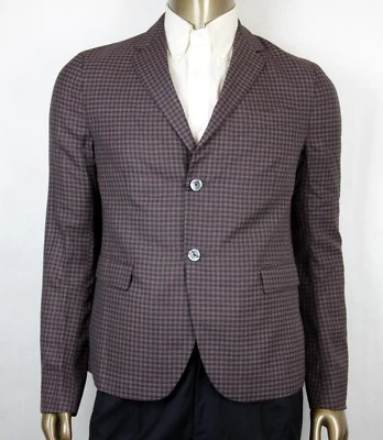$1650 Gucci Mens Grey/Burgundy Vichy Wool Gauze Jacket 2 Buttons 406675 6086 - Image 1 of 4
