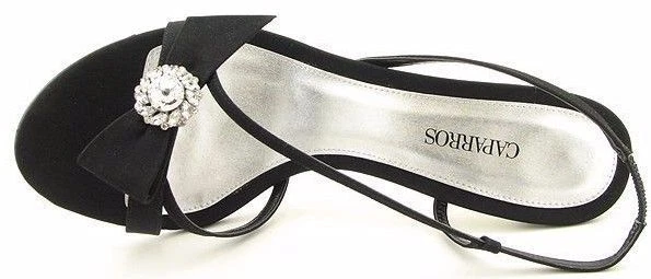 New CAPARROS Women Black Silk Open Toe High Heel Slingback Sandal Shoe Sz 9.5 M - Image 2 of 3