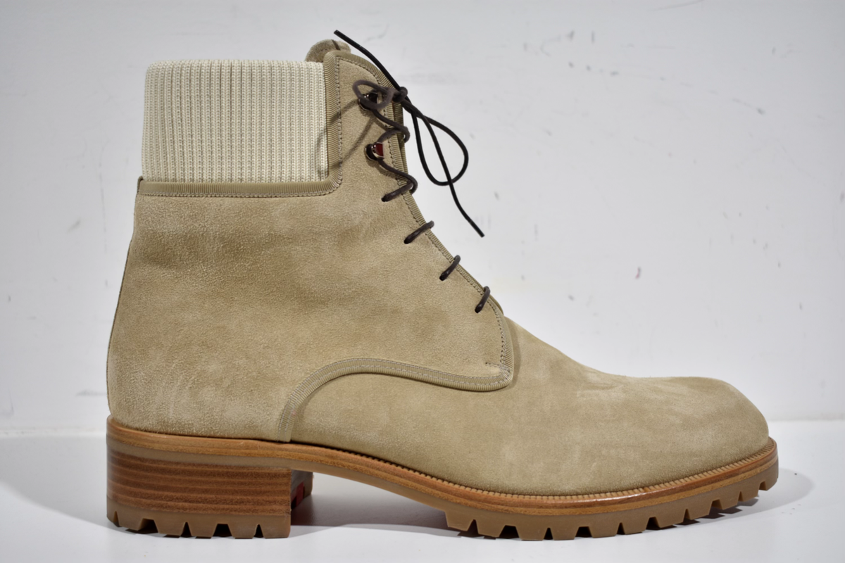 Christian Louboutin Trapman Flat Atlas Beige Suede Combat  display picture 1