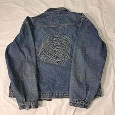 Vintage Harley Davidson Men's Denim Jean Jacket Size XL Embossed Back