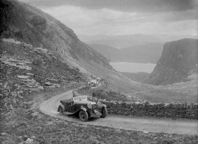 Lagonda competing in the RSAC Scottish Rally, 1936. - Old Photo