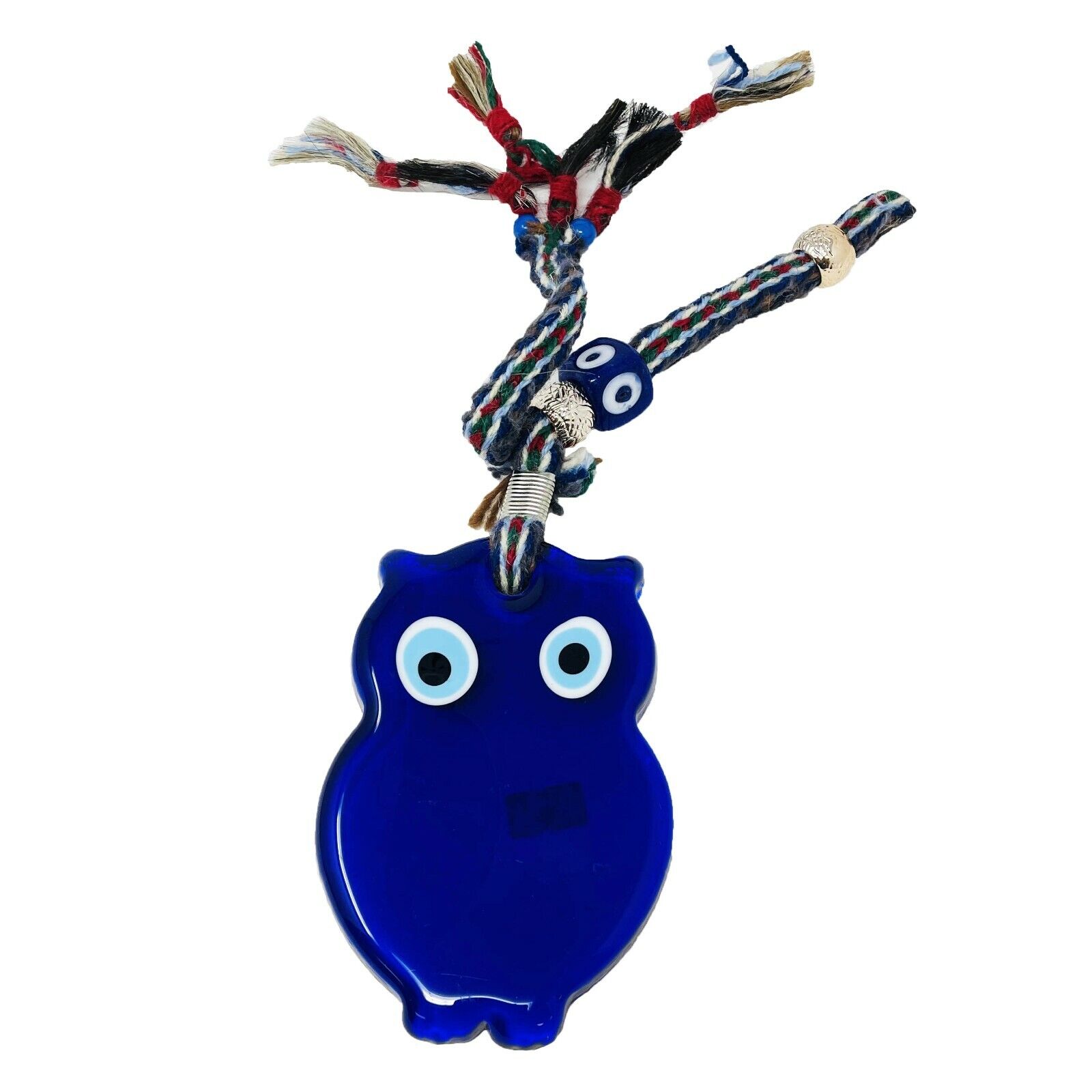 Turkish Handmade Owl Shaped Blue Evil Eye Luck Amulet Protection Wall Hanging 5"