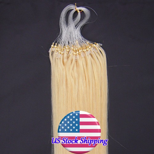 Micro Ring Loop Tip Remy Human Hair Extensions Silky Straight Micro Bead Link US - Picture 52 of 84