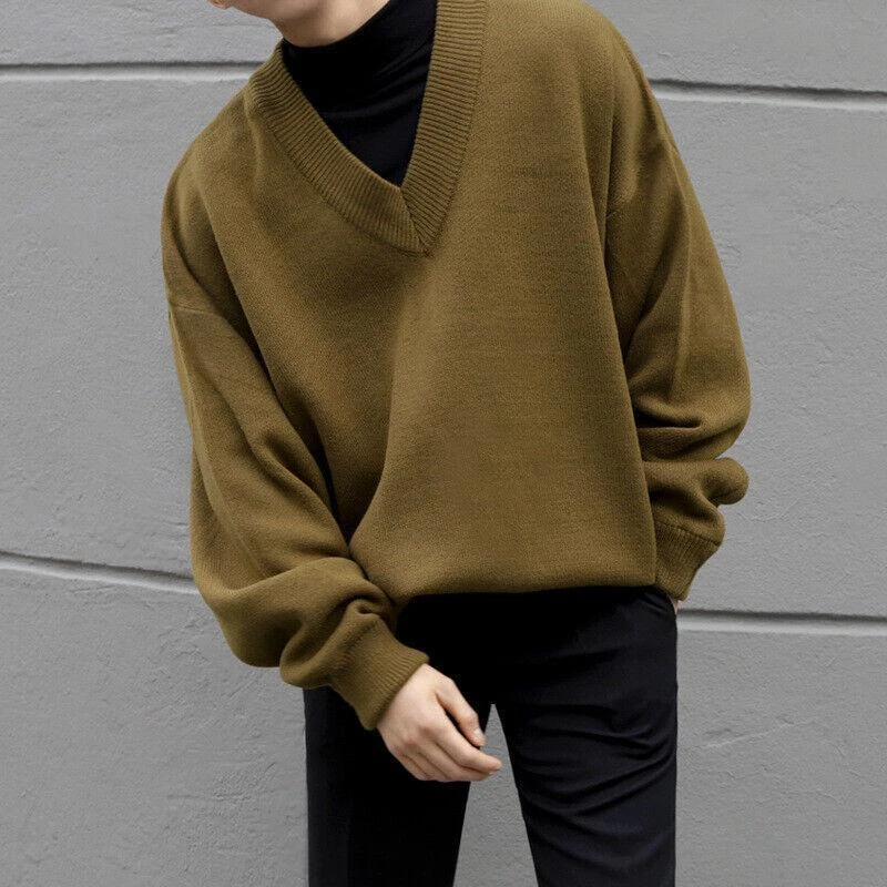 Men's Oversized Sweaters Autumn Winter Knitted Sweater Solid Casual Long  Sleeve O Neck Pullovers (White XXL) : : Clothing, Shoes &  Accessories