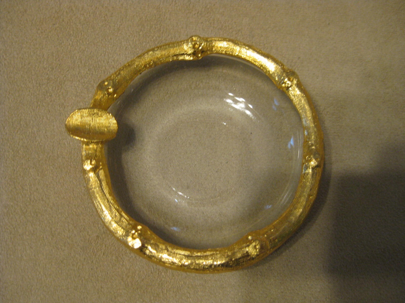 The Bucklers of 5th Ave GOLD and Glass Ashtray Matchbox Vintage Never used.