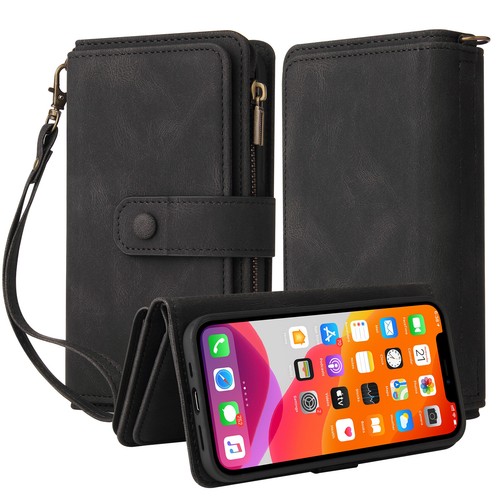 Various Models 15 Cards Zipped Multifunction Wrist Wallet PU Leather Case Cover - Picture 15 of 36