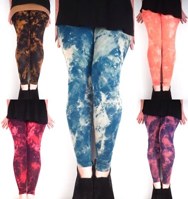 Hand Dyed Bleach Leggings / Meggings Soft Stretch Yoga Pants New by Bare Canvas - Image 1 of 4