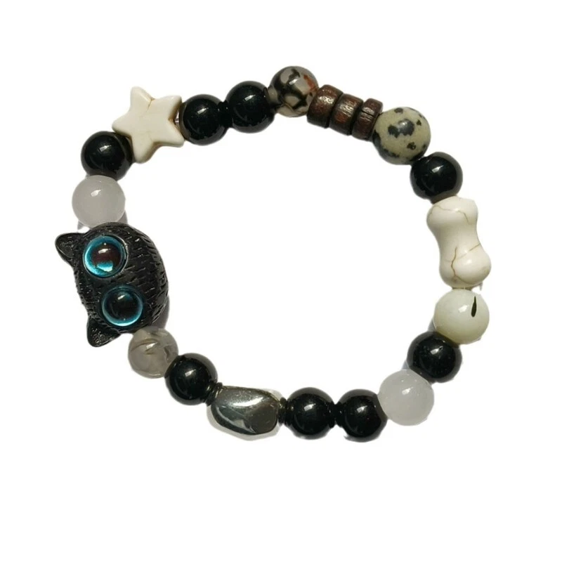 Beaded Bracelets Ceramic Star Little Black Cat Temperament