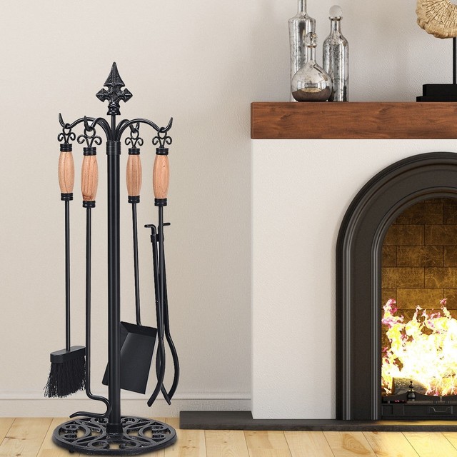 Fireplace Tools Kit Solid Steel Vintage Decorative Tool Set 5