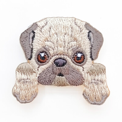 Brooch Tote Bag Backpack Pin Embroidery Cartoon Lifelike Pug Dog Unique Lovely