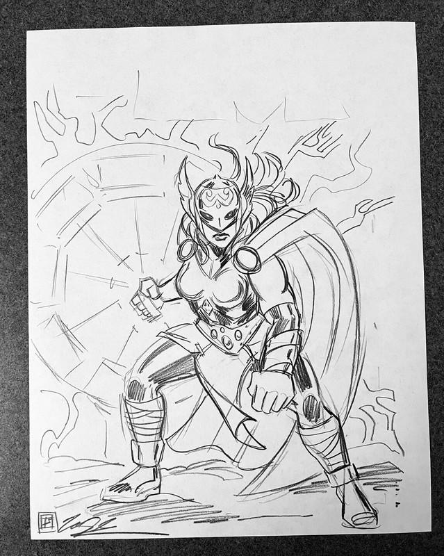 Mighty Thor Jane Foster ORIGINAL PENCIL SKETCH by Tim Shinn